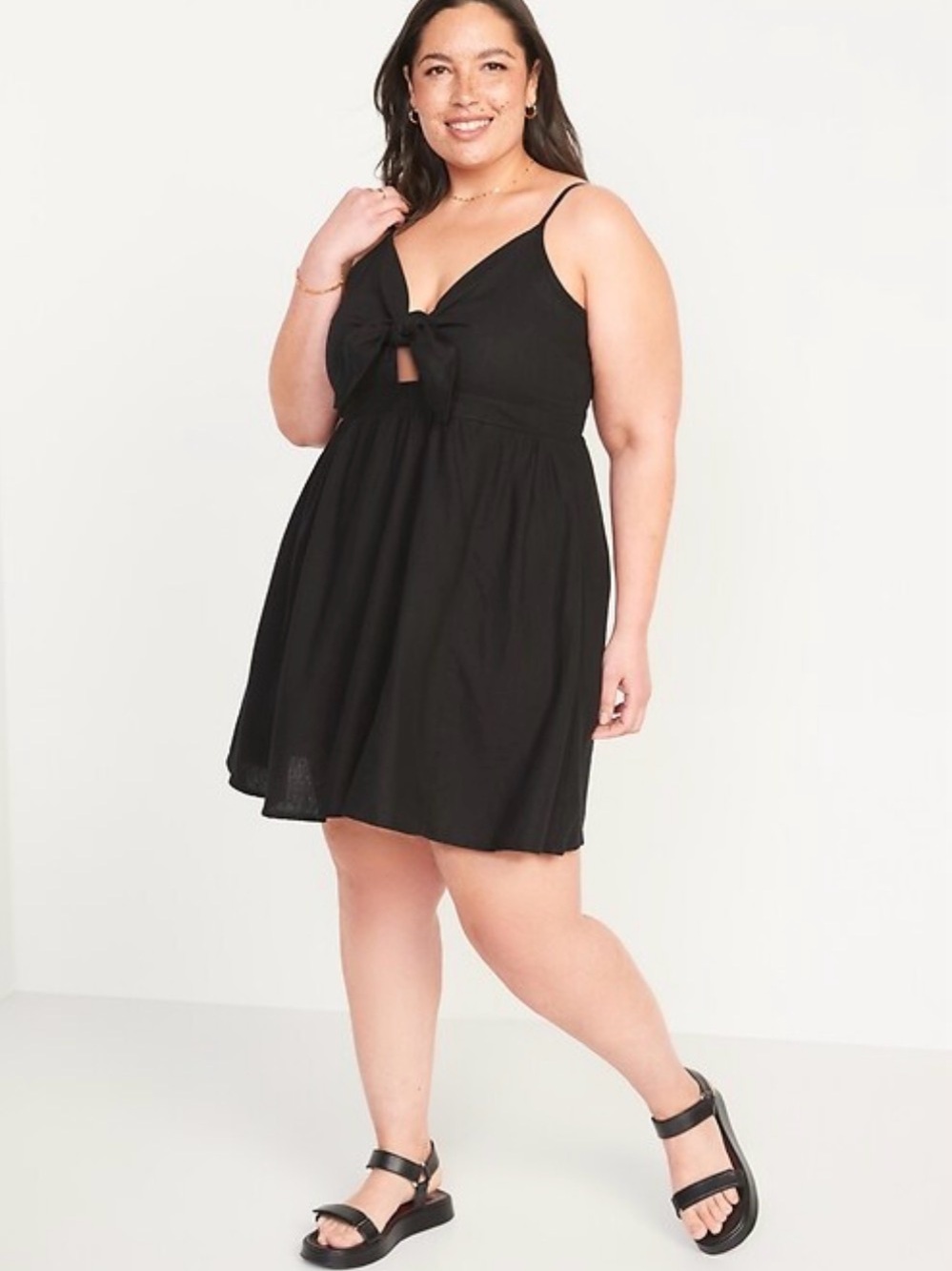 Old Navy Black Tie-Front Spaghetti Strap Dress w/ Pockets XXL Women